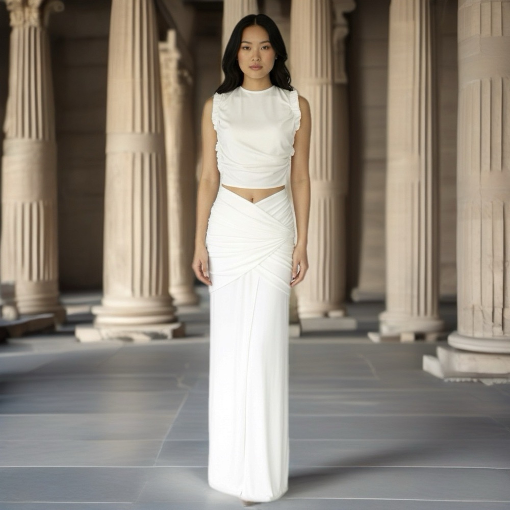 NWT Christopher Esber Christo Wrapped Tank Dress, faille fabric, white, XS/P
